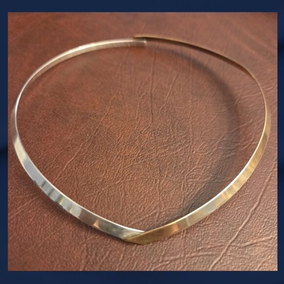 Vintage Ed Levin Sterling Silver and Bronze Modernist Choker Necklace - Picture 1 of 5